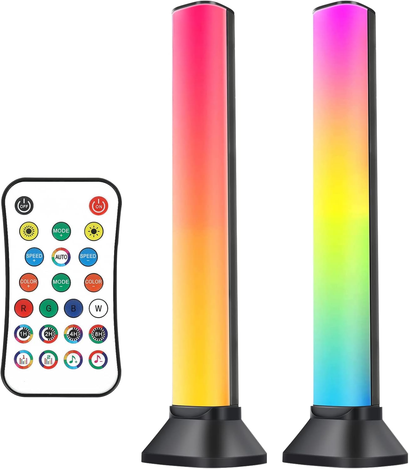 Takytao LED Smart Light Bars, RGB Color Changing Ambient Lighting TV Backlight, Gaming Lights with Music Sync Modes, Remote Control, 256 Dynamic Modes for Gaming, Movies, PC, TV, Decoration Pack of 2