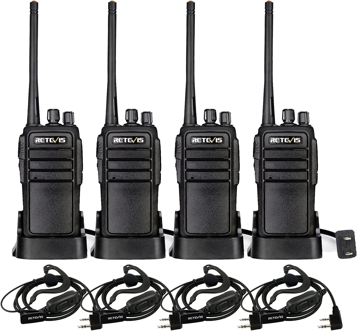 Retevis RT21 Updated 3000mAh Two Way Radios Long Range Rechargeable, Portable Walkie Talkies with Earpiece, 16CH Handheld 2 Way Radios for Cruise Camping Events Adults(4 Pack)
