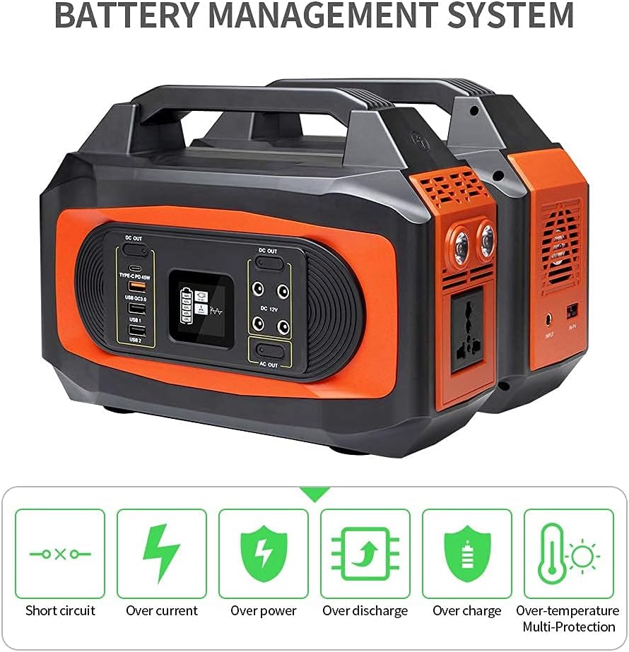 X-DRAGON Portable Power Station 500W ,444Wh/120000mAh Portable Power Supply，110V Camping Generator Lithium Battery Power Supply with Pure Sine Wave AC Outlet，Solar Generator for Outdoors Camping Travel RV Emergency