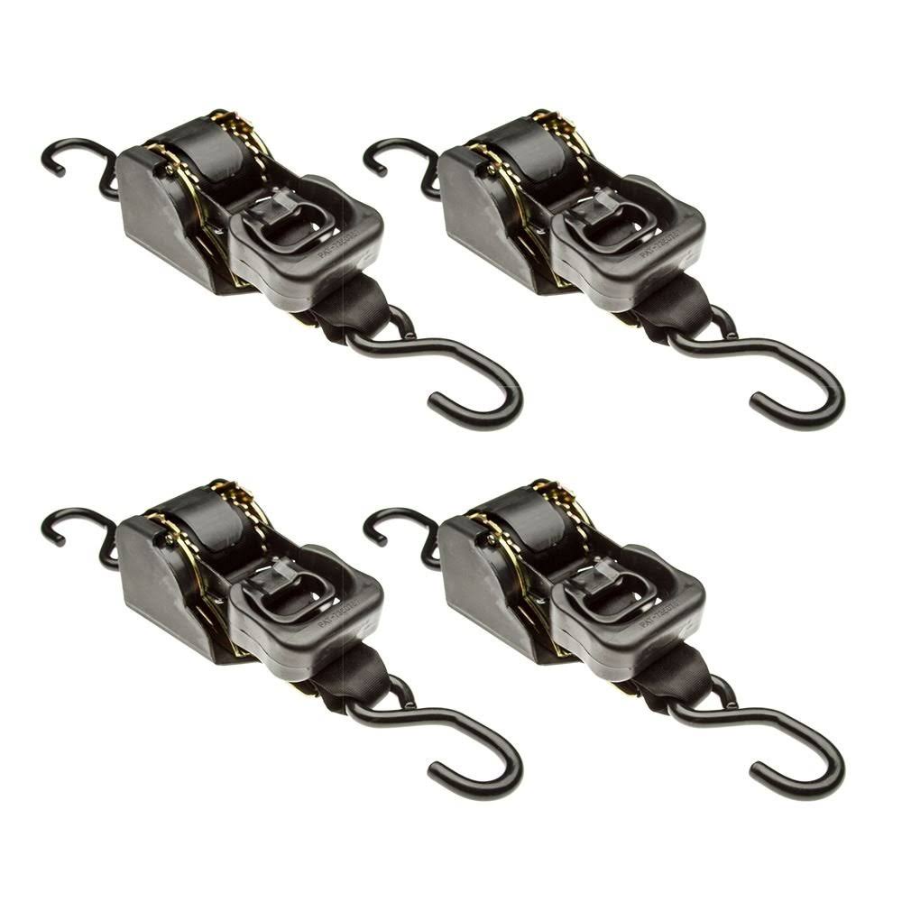 4 Pack - 2x22 x 10& Retractable Ratchet Strap with S-Hooks