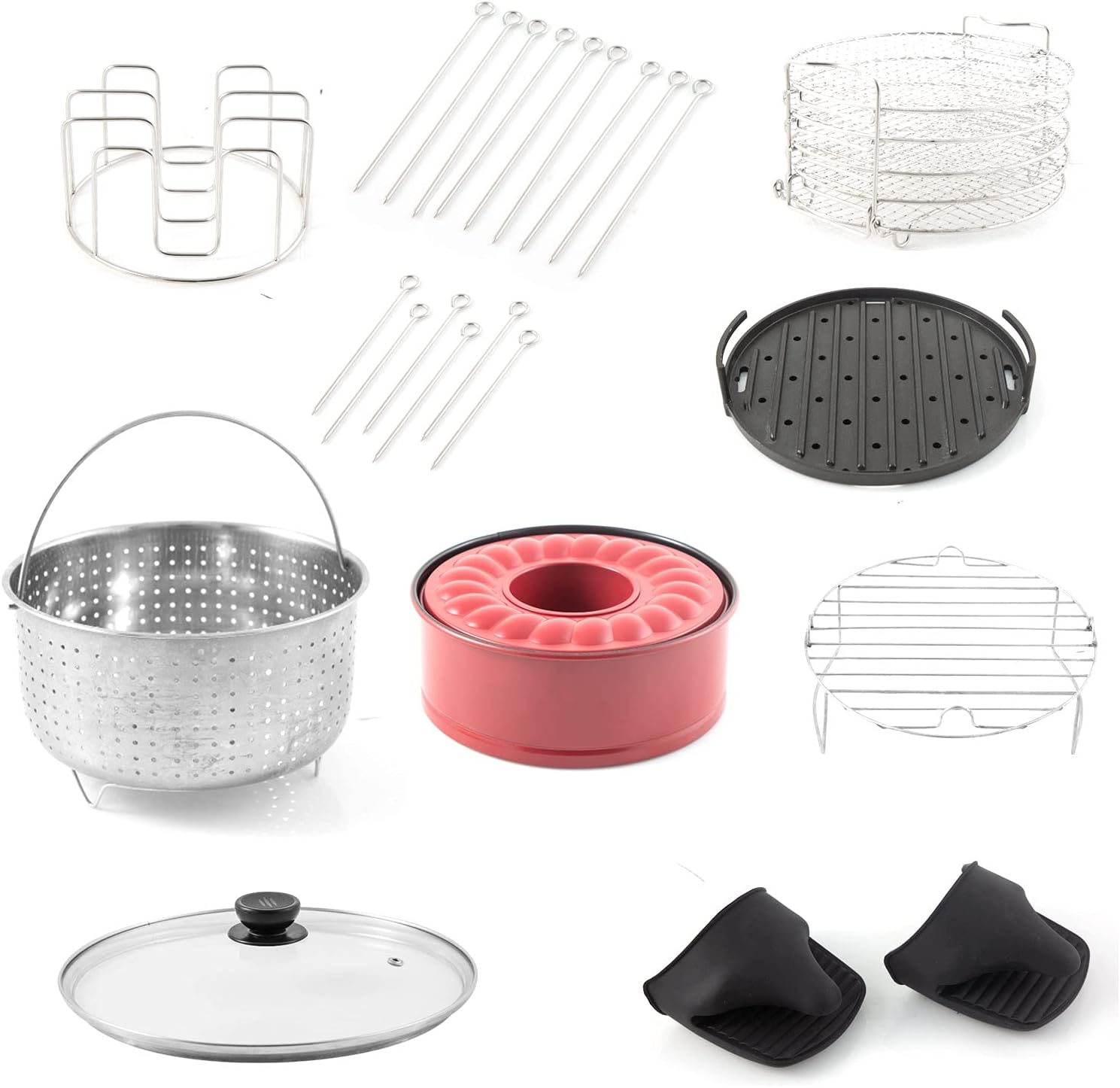 NUWAVE Duet Pressure Cooker, Air Fryer & Grill Combo Cooker Deluxe with Removable Pressure and Air Fry Lids, 6qt Stainless Steel Pot, 4qt Stainless Steel Air Fryer Basket, Built-In Sure-Lock Safety Technology & Deluxe Cooking Package Included