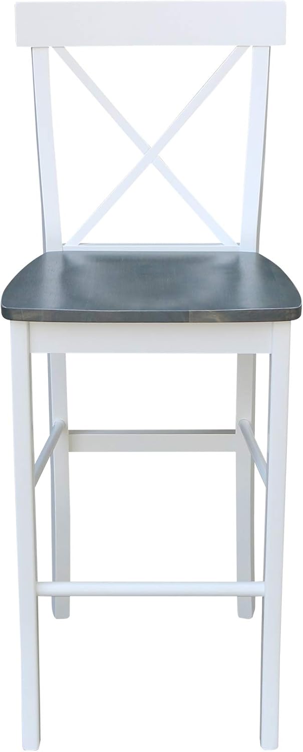 International Concepts X-Back BarHeight Stool-30 Seat Height Stool, White/Heather Gray