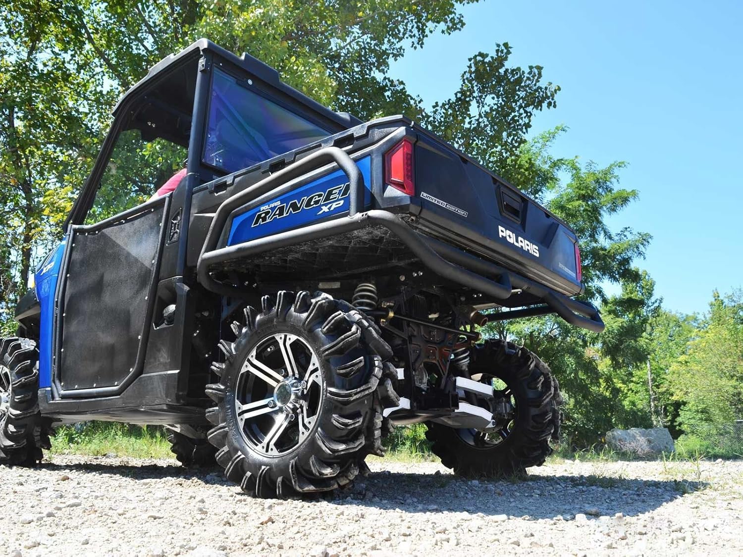 SuperATV REAR Extreme Bumper with Side Bed Guards for Polaris Ranger Full Size XP 570/900 / Crew - Wrinkle Black