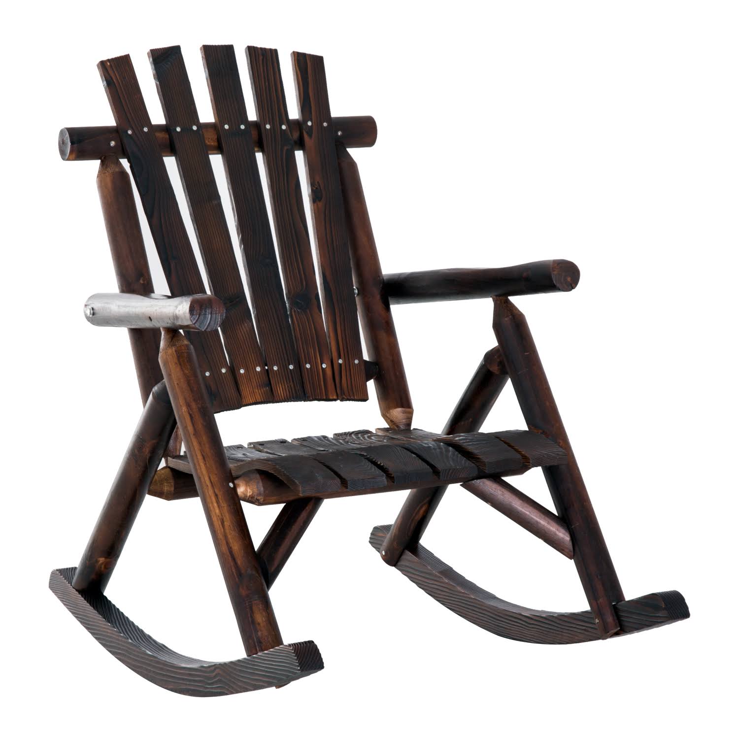 Outsunny Fir Wood Rustic Outdoor Patio Adirondack Rocking Chair Porch Rocker