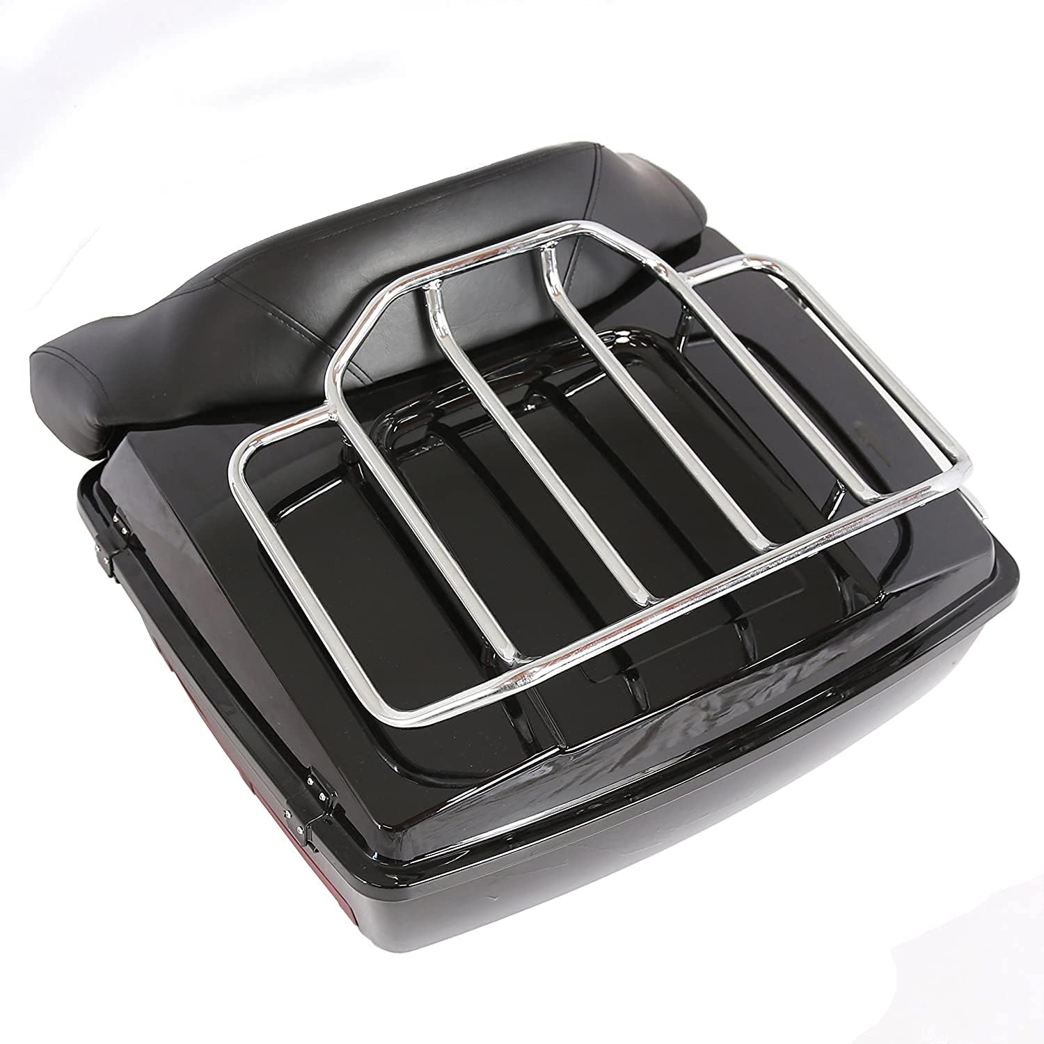 KUAFU Motorcycle Large Pack Trunk for 1997-2008 Harley Davidson Touring with Backrest Top Rack