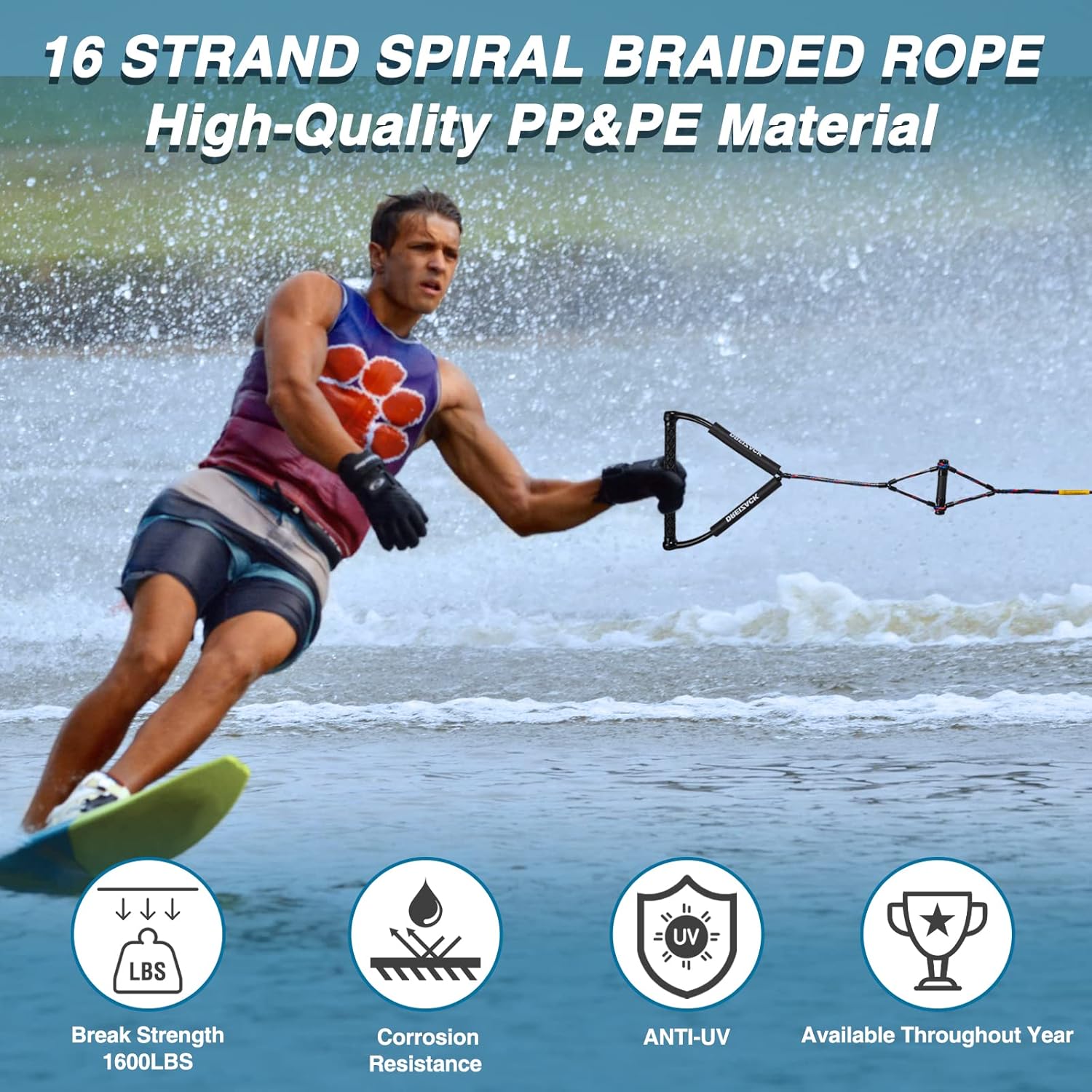 Dreizack 75ft Wakeboard Rope,Water Ski Rope with 15