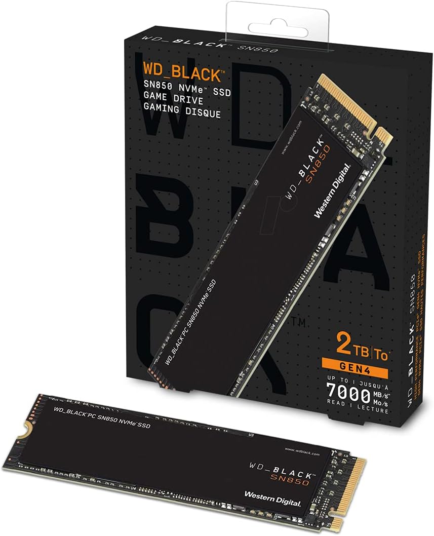 Western Digital WD Black SN850 NVMe M.2 2280 2TB PCI-Express 4.0 x4 3D NAND Internal Solid State Drive (SSD) for Laptops and Desktops - 3D NAND Technology, 7000MB/s - WDS200T1X0E