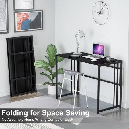 Goldwing Folding Desk Writing Computer Desk for Home Office, No-Assembly Study Office Desk Foldable Console Table for Small Spac