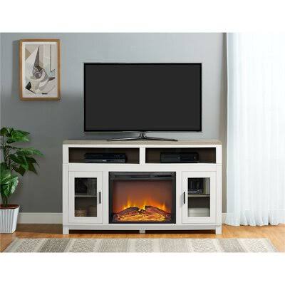 Pettigrew TV Stand for TVs Up to 60x22 with Electric Fireplace Included Andover Mills Color: White