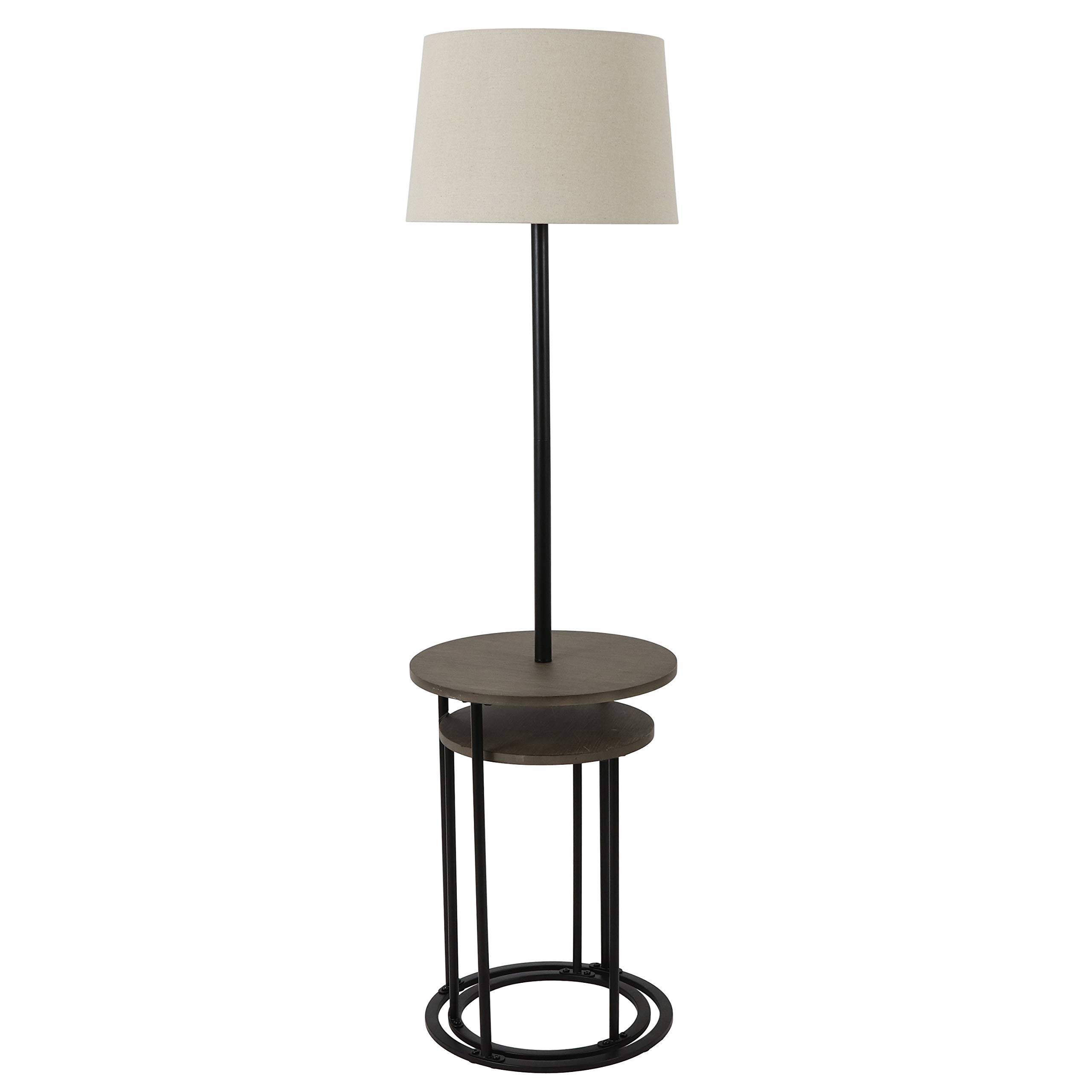 Ricard Floor Lamp and Nesting Accent Table Set (Black - Painted)