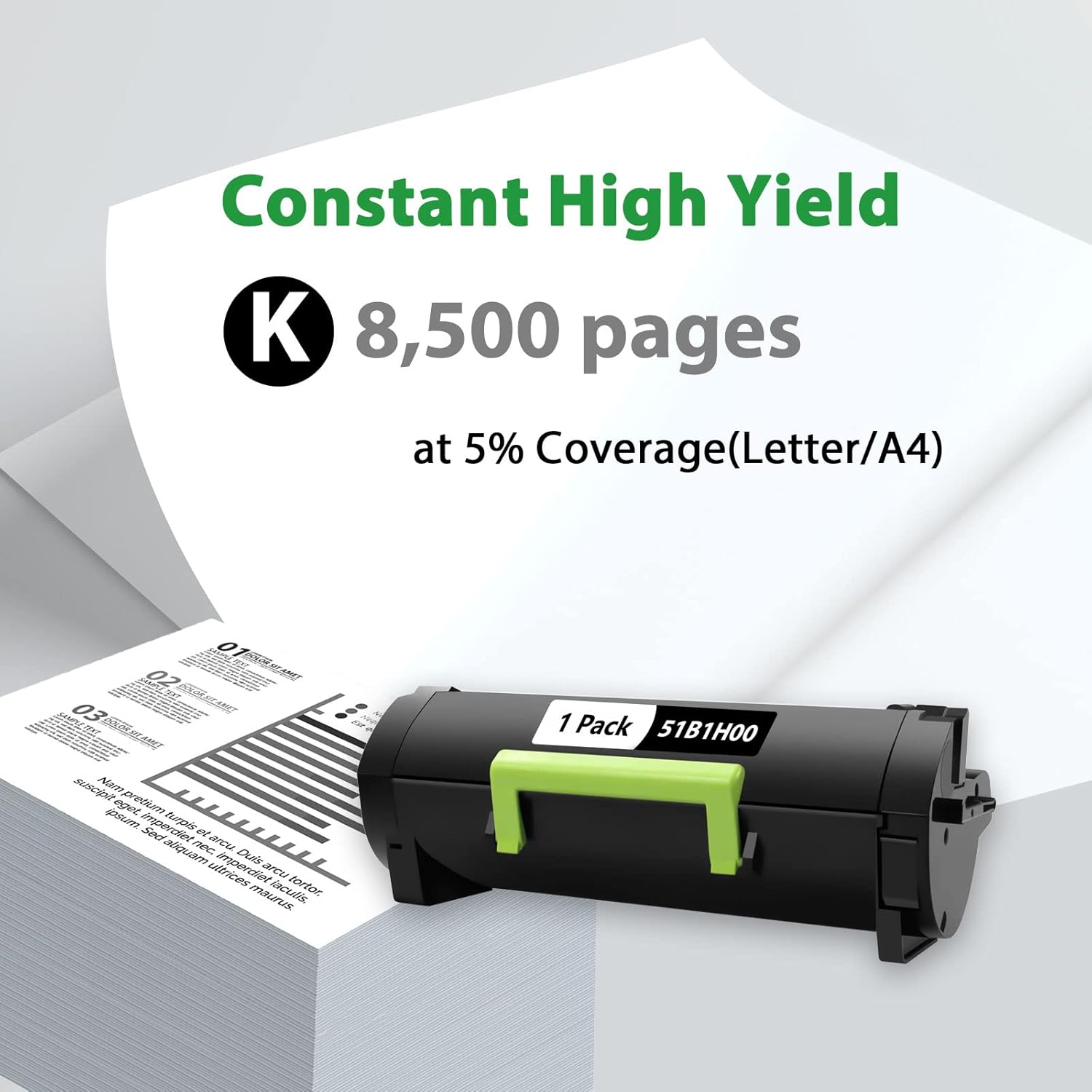 51B1H00 Compatible Replacement Toner Cartridge for Lexmark MS417 MX417 MS517 MX517 MS617 MX617 MS417dn MS517dn MS617dn MX417de MX517de MX617de(8.5K High Yield) Pack of 2