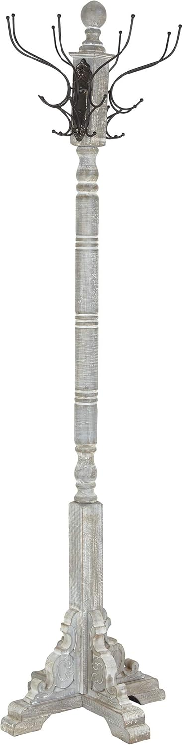 Deco 79 Rustic Wood and Metal Freestanding Coat Rack, 19