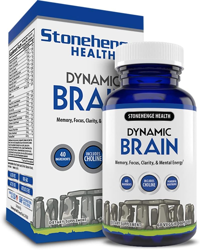 Stonehenge Health Dynamic Brain Supplement – Memory, Focus, & Clarity– Formulated with 40 Unique Nootropic Ingredients Including Phosphatidylserine, Bacopa Monnieri, and Huperzine A Pack of 2