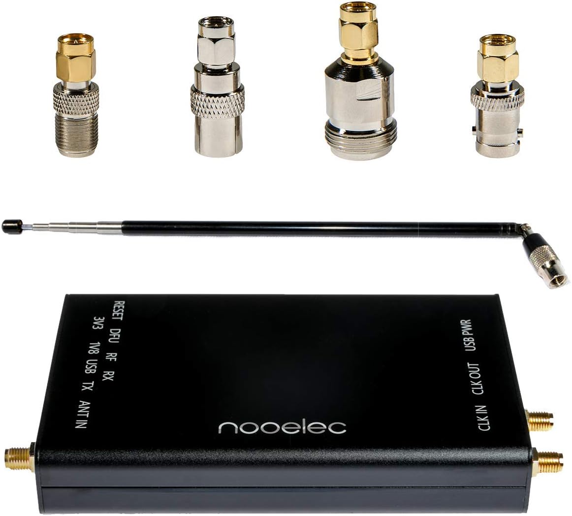 Nooelec HackRF Complete Bundle - Genuine HackRF One Software Defined Radio (SDR) with 0.5PPM TCXO in a Custom Black Aluminum Enclosure. ANT500 Antenna & SMA Antenna Adapter Bundle Included