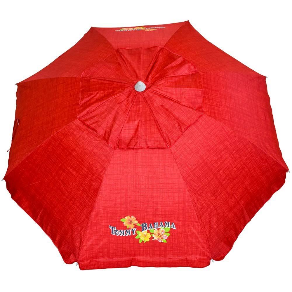 Tommy Bahama 2015 Sand Anchor 7& Beach Umbrella with Tilt and Telescoping Pole, Red