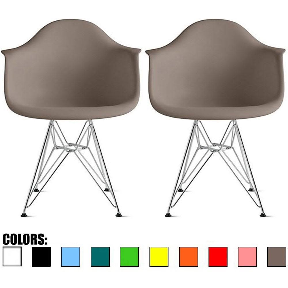 2xhome Designer Molded Plastic Arm Chairs with Back Wire Eiffel Matte Office Retro Pyramid Dining Room Bedroom Work - Ann