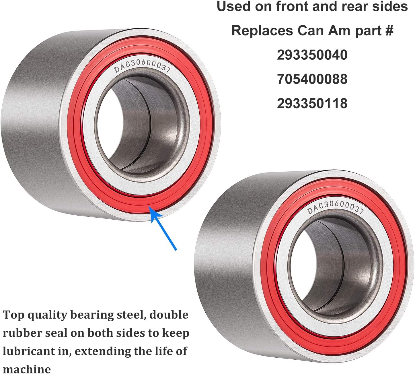 Front Wheel Bearings & Seals Kit for Can-Am Commander/Maverick 800 1000 2013-2017 Replaces OEM # 293350040, 293250246