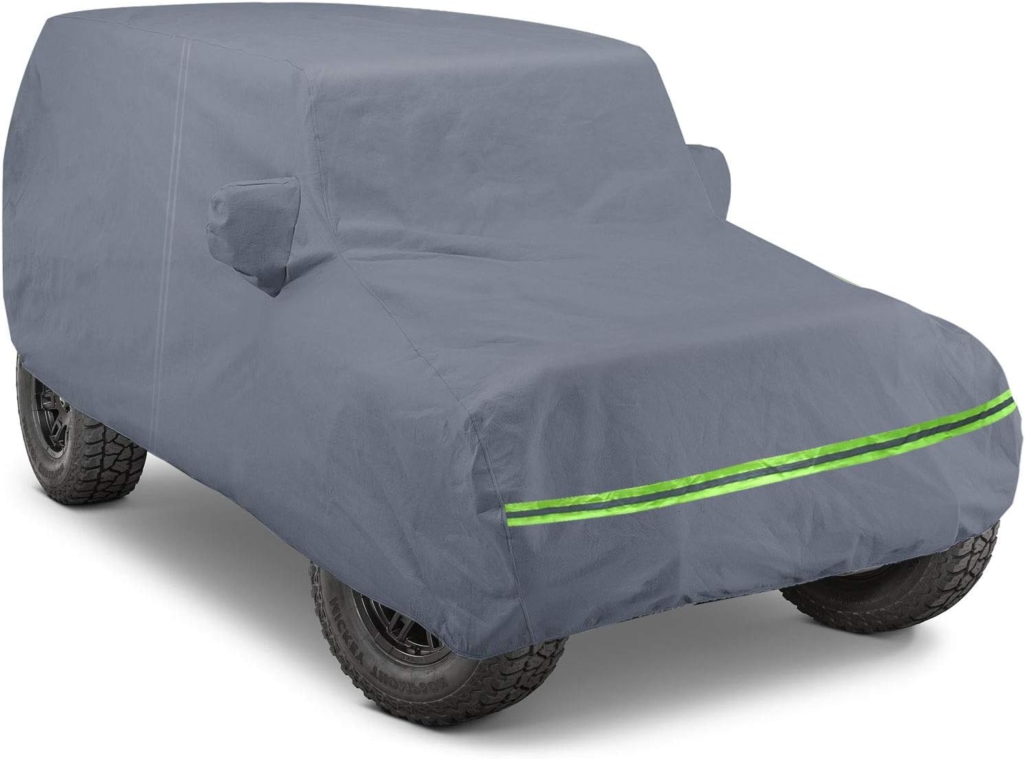 KAKIT 6 Layers Covers Compatible for Jeep 2 Doors 1987-2020 Customer Fit Waterproof All Cotton Inside with Windproof Strap & Driver Door Zipper Pack of 2