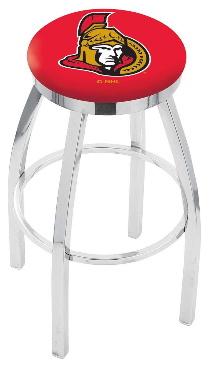 Holland Bar Stool 25x22 L8C2C - Chrome Ottawa Senators Swivel Bar Stool with Accent Ring
