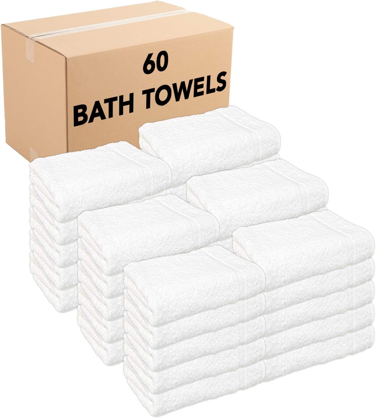 Arkwright Bath Towels (24x50, 60 Bulk Case Pack) Perfect for Home, Bathroom, Hotel, Spa, Resort