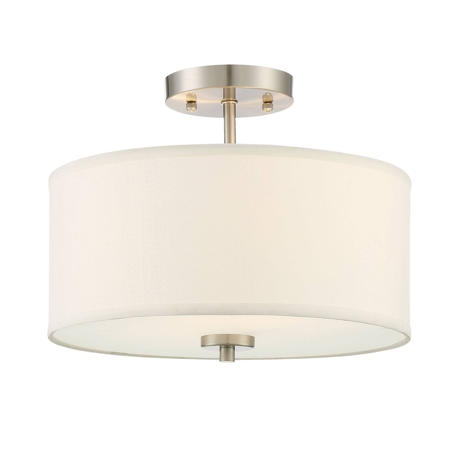 251 First Nicollet Two-Light Drum Semi-Flush Mount in Brushed Nickel - Brushed, Coastal | Bellacor 1886941