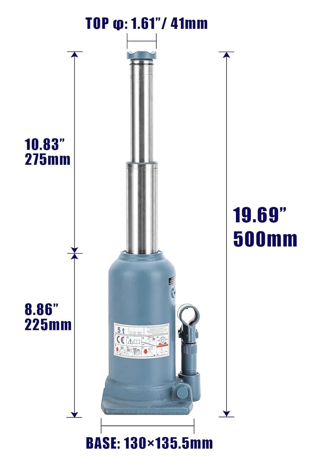 BAOSHISHAN 5 Ton Bottle Jack 8-3/4