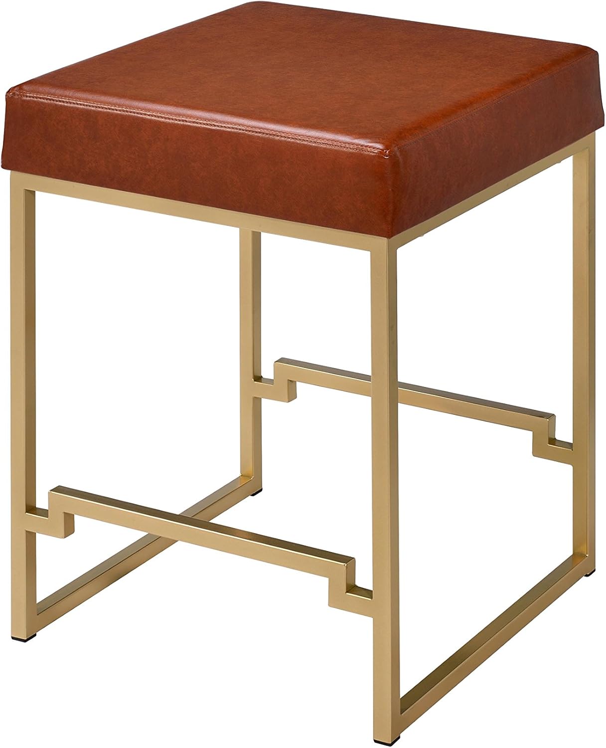 ACME Boice Counter Height Stool (1Pc) - - Light Brown PU & Gold - 25