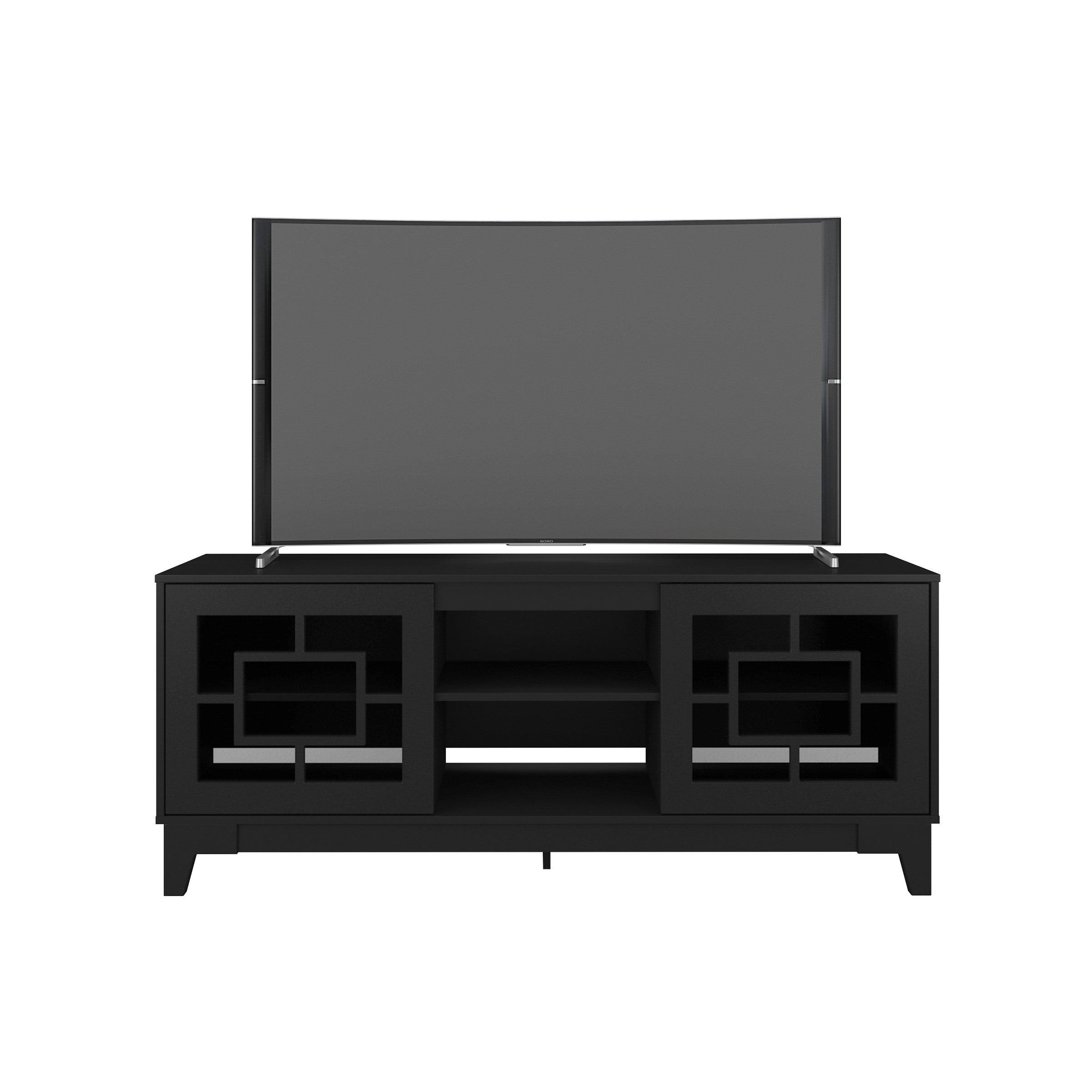 Nexera 402689 Magnolia TV Stand 63inch Black and Nutmeg
