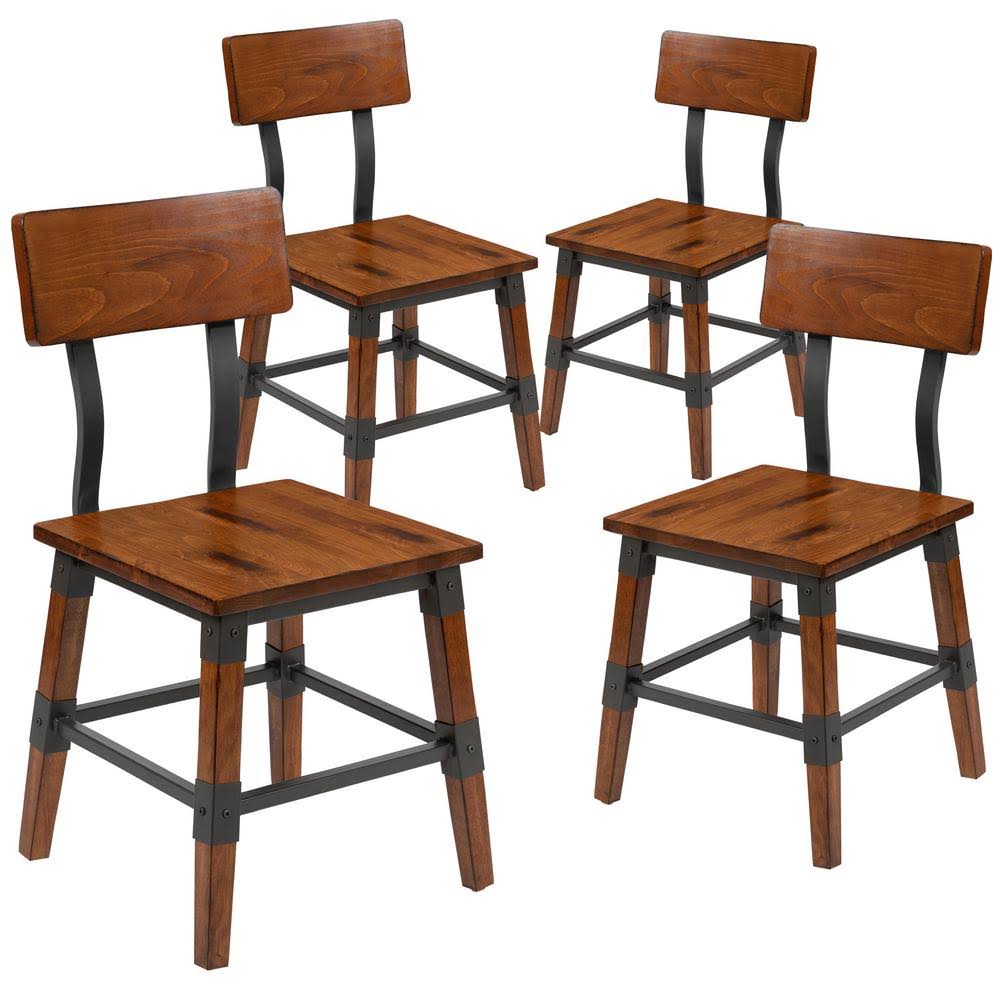 Carnegy Avenue Rustic Antique Walnut Industrial Wood Dining Chair (4-Pack), Brown