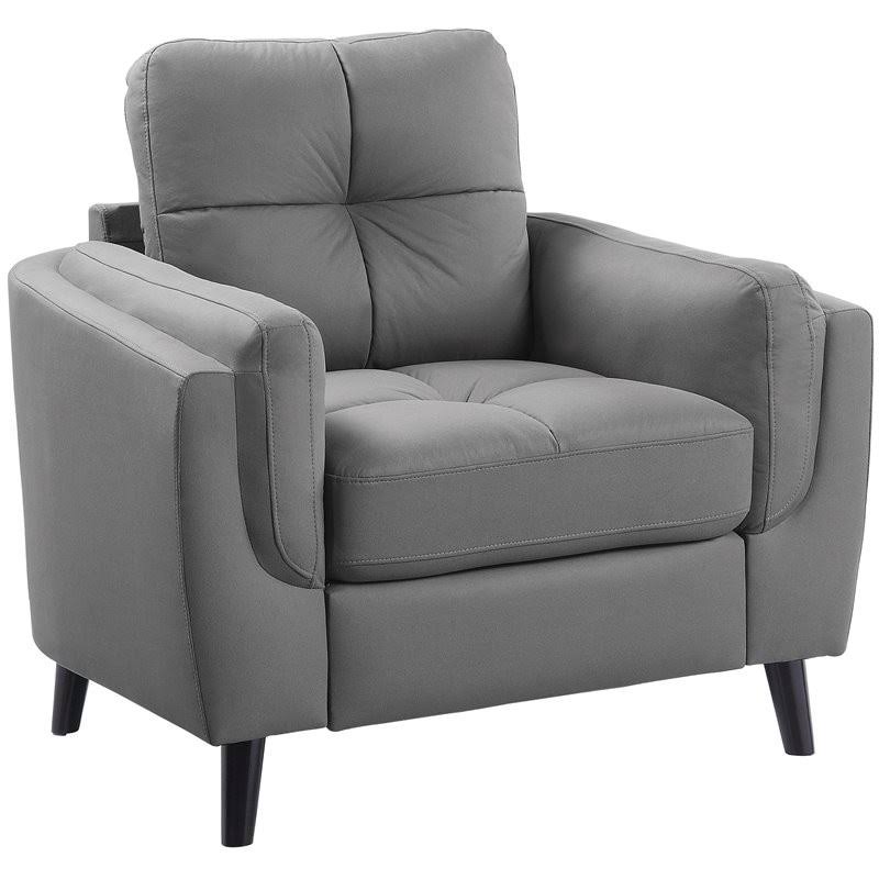 Lexicon Dorelle Modern Microfiber Tufted Accent Arm Chair in Gray and Black - 9340GY-1