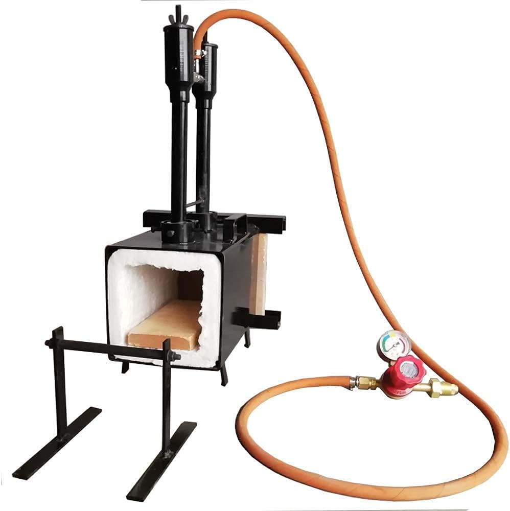 Simond Store Blacksmithing Forge Double Burner with One Side Brick Door, 2600F Rated, Propane Gas Forge for Knife Making Blacksmithing Farrier Tools - Rectangle Shape Steel Forge