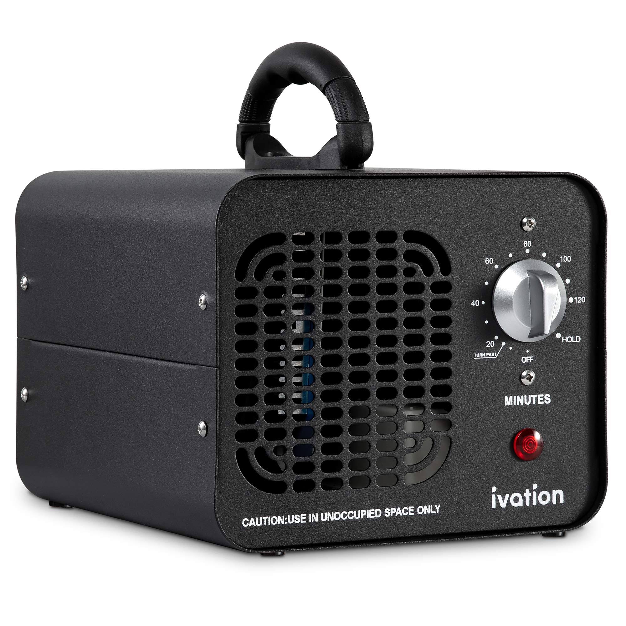 Ivation 10,000 MG/Hour Compact Ozone Generator Air Purifier for Large Rooms Up to 5,000 Square Feet, Black