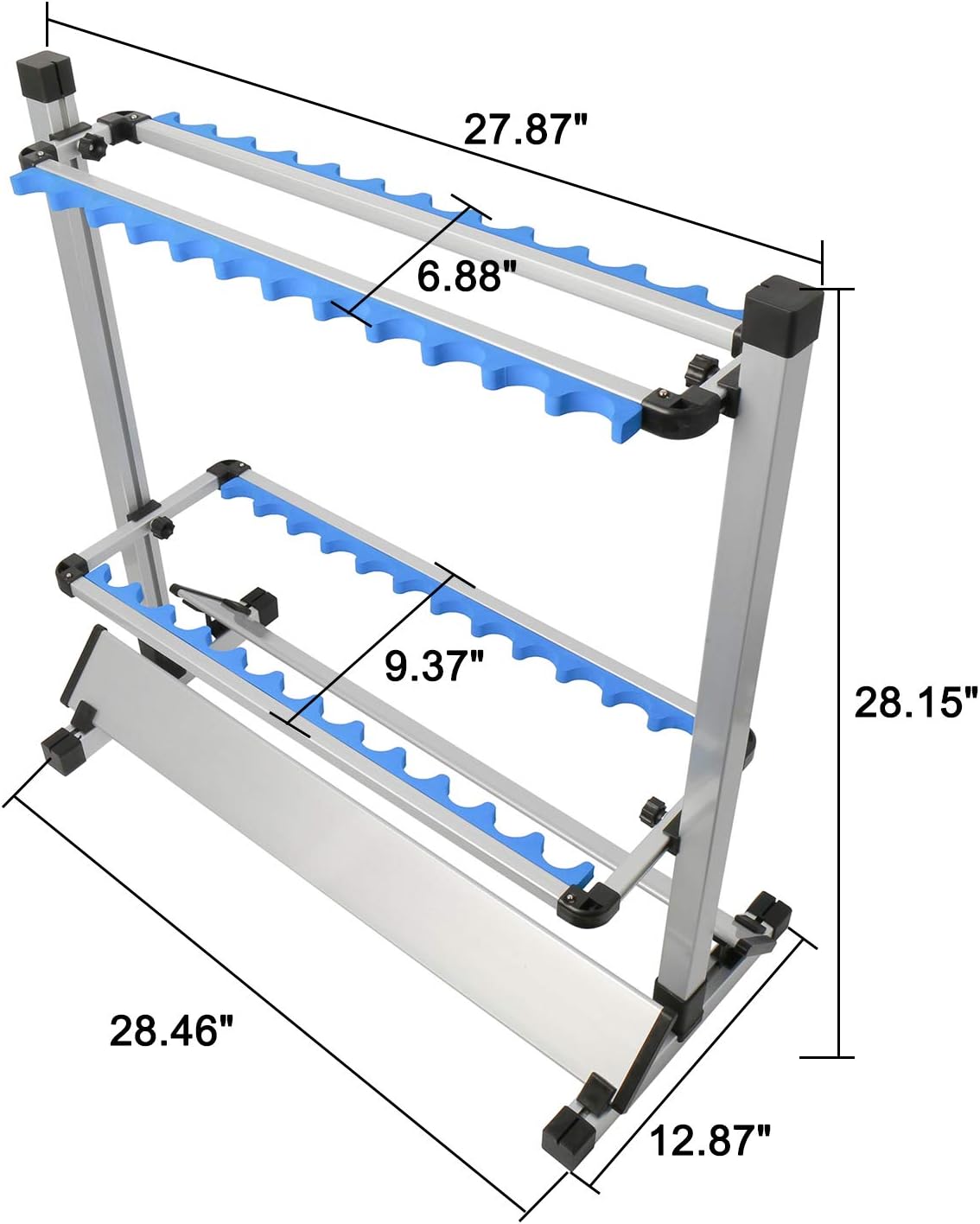 NovelBee Aluminum Alloy 24 Fishing Rod Rack Fishing Rod Pole Holder Stand Storage Tool for All Types of Fishing Rods (Blue)