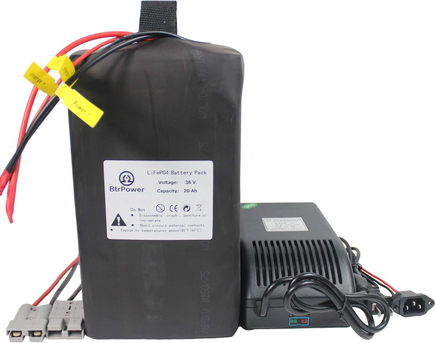 BtrPower Electric Bike Battery 20AH 36v 48v 60v 72v LiFePO4 Battery Pack with 50A BMS and 5A Fast Charger for 1500W-350W Motor,Perfect for Ebike E-Scooter E-Tricycle E-Motorcycle