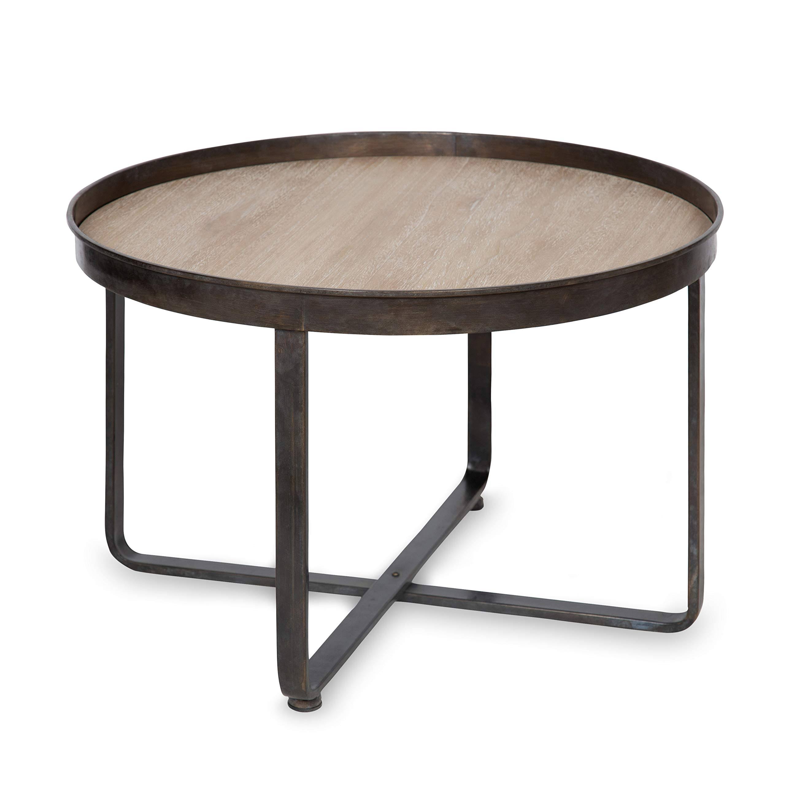 Kate and Laurel Zabel Modern Farmhouse Round Coffee Table with Black Natural