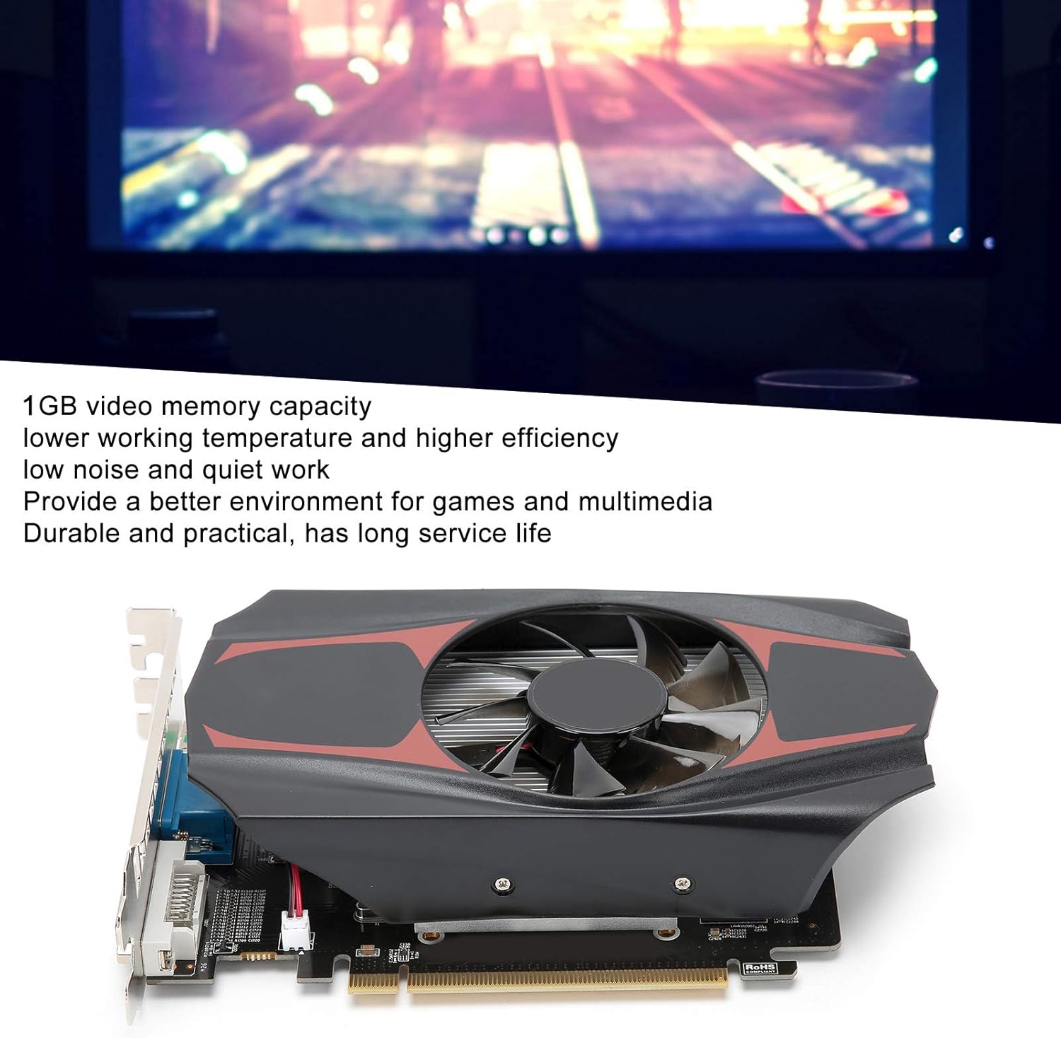 Game Graphics Card, HD7670 1GB Gaming Graphics Display Video Card 128Bit DDR5 Computer Components, with PCI Express 3.0 Graphics Card Slot, 650MHz Core Frequency, Durable and Practical Pack of 2