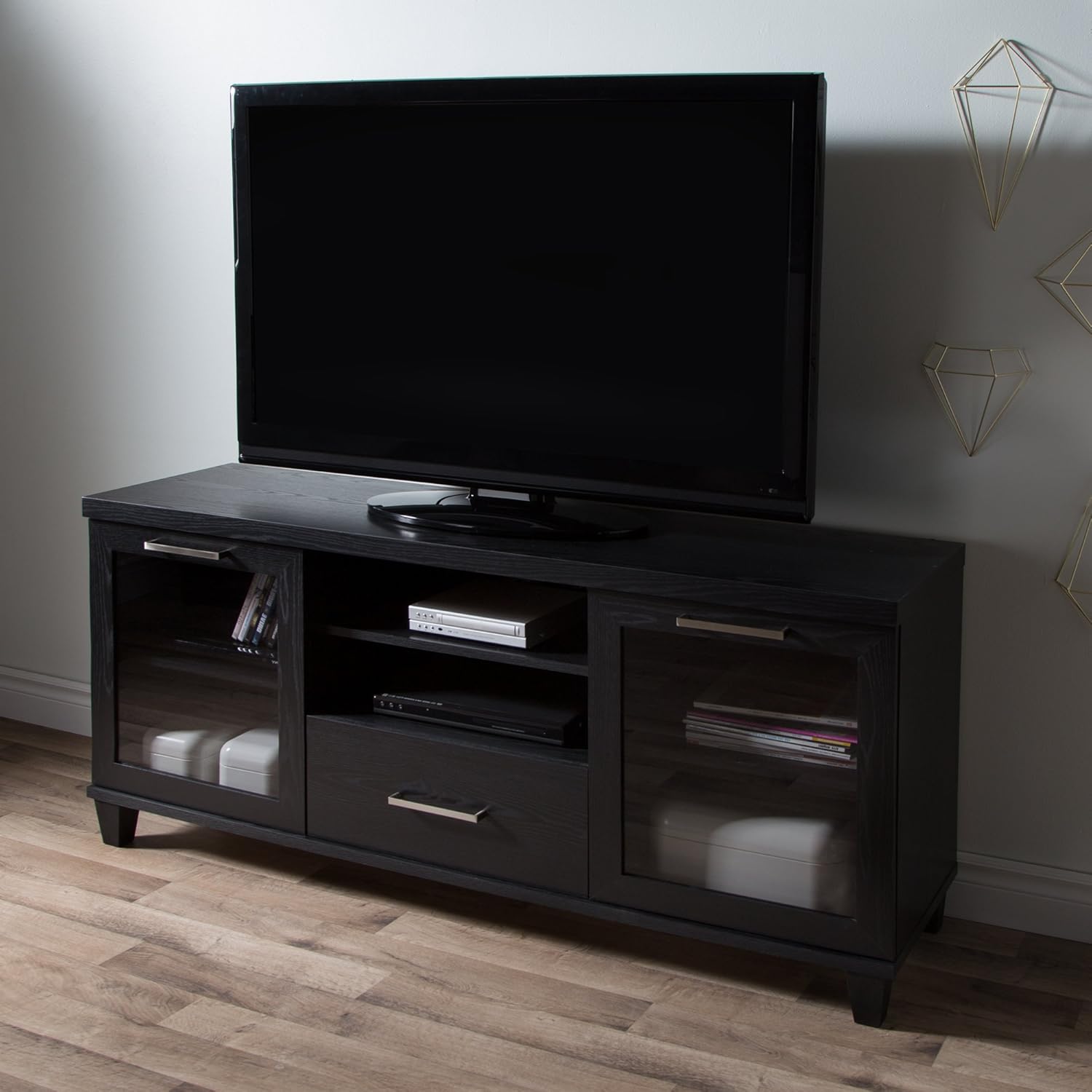 South Shore Adrian Stand for Tvs Up to 60'',Black Oak