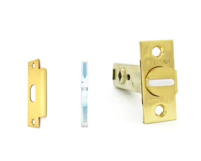 Baldwin Lever-Strength Passage Latch 2-3/8 BS 1-1/8x22 Faceplate ASA Strike Non-Lacquered Brass