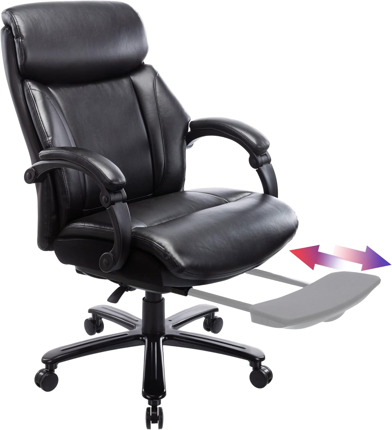 COLAMY Executive Office Chair with Footrest, Computer High Back Adjustable Ergonomic Desk Chair PU Leather Swivel Task Chair, Thick Padded, Home Office Desk Chairs 20220304