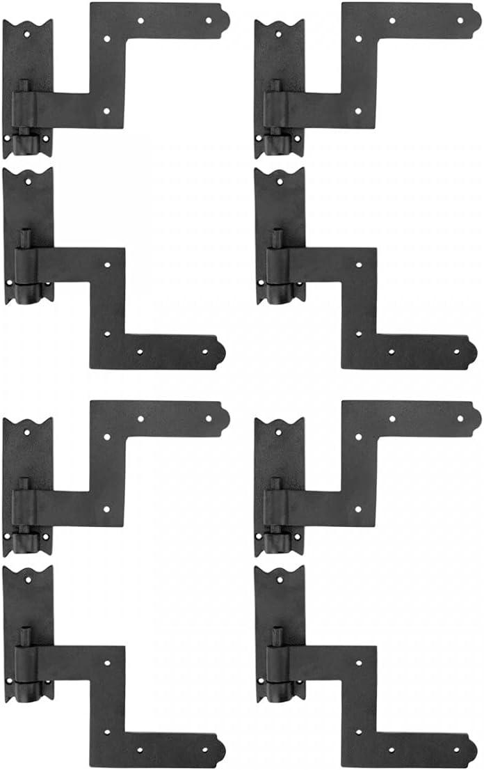 Renovators Supply Manufacturing Black Wrought Iron Shutter Lift Off Pintle Hinges 6 1/2 Inches Long Colonial Pin Reversible Hinges For Doors, Window And Shutters With Hardware Sold As Pair Pack Of 4