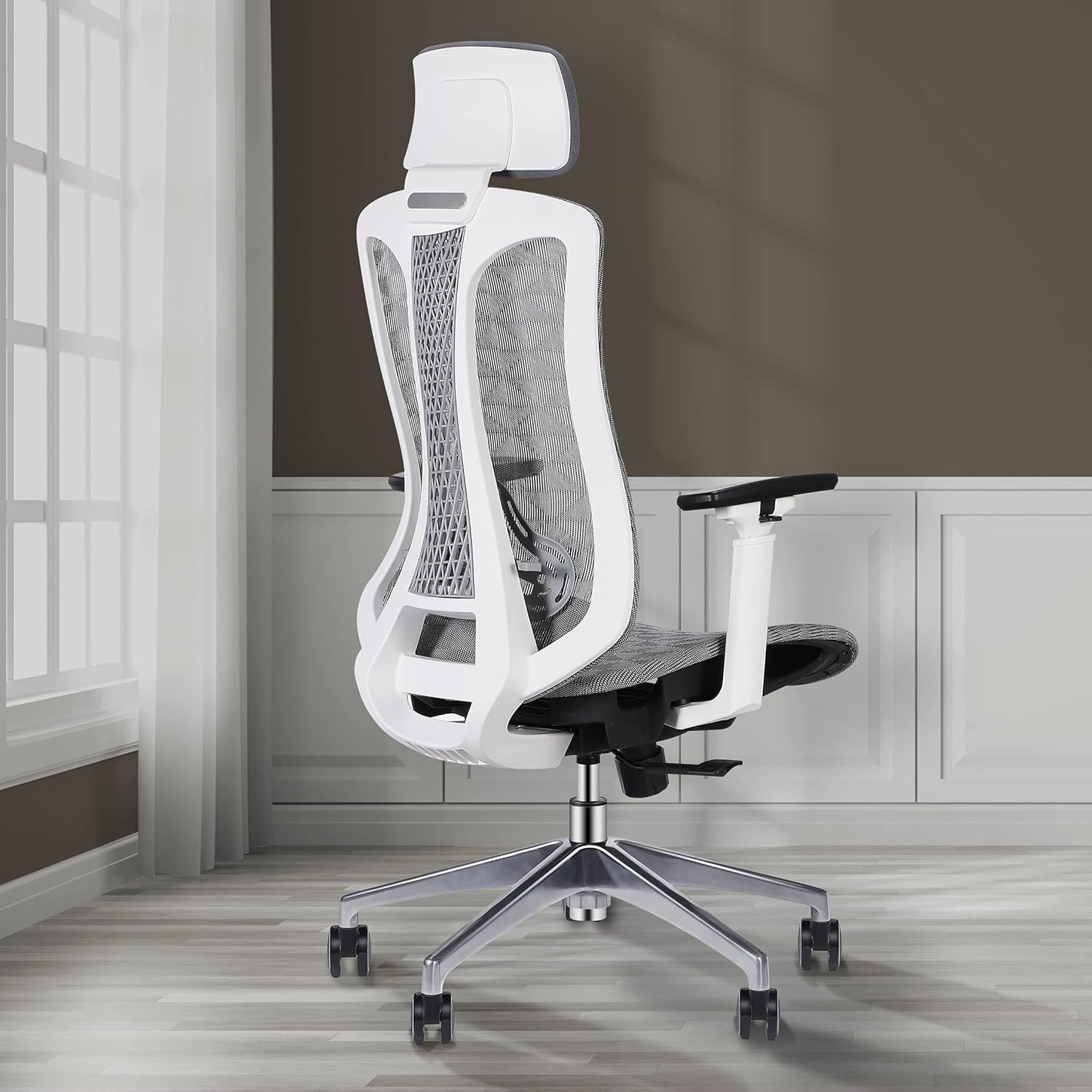 Logicfox Ergonomic Office Chair，Mesh Office Chair with Adjustable 3D armrests，Breathable Mesh Design High Back Desk Chair with Adjustable Lumbar Support, Black Office Chair