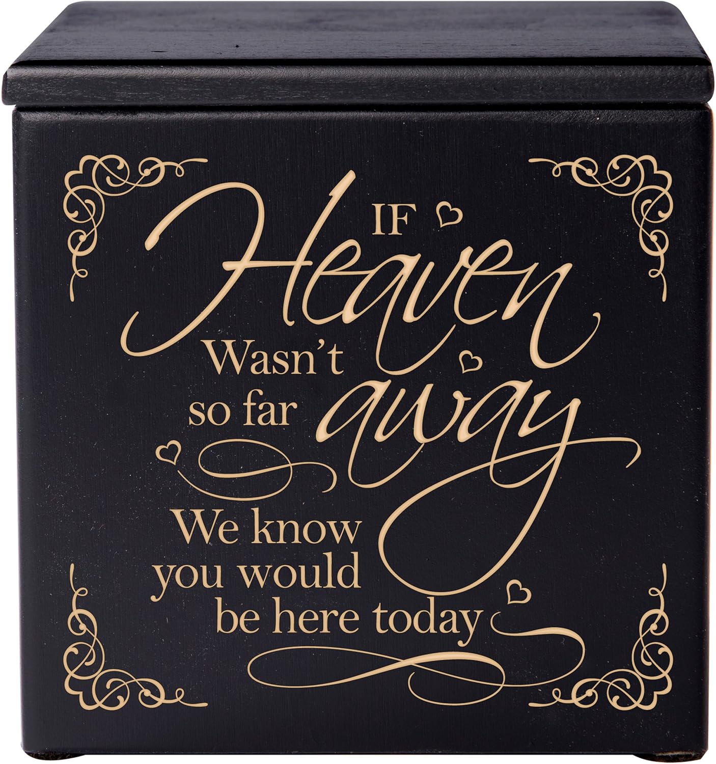 Cremation Urns for Human ashes - SMALL Funeral Urn Keepsake box for Pets - Memorial Gift for home or Columbarium If Heaven Wasn’t so far away we know you would- Holds SMALL portion of ashes (Black) Pack of 2
