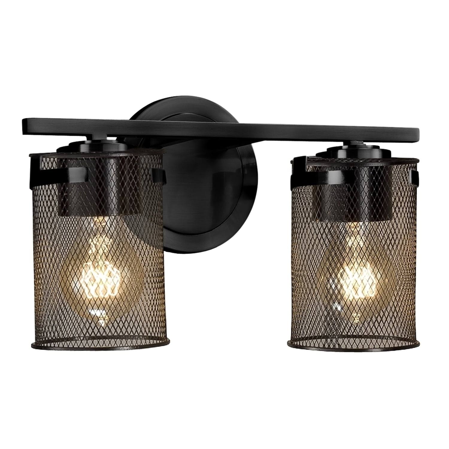 Justice Design MSH-8452-10-MBLK Atlas 2-Light Bath Bar in Matte Black