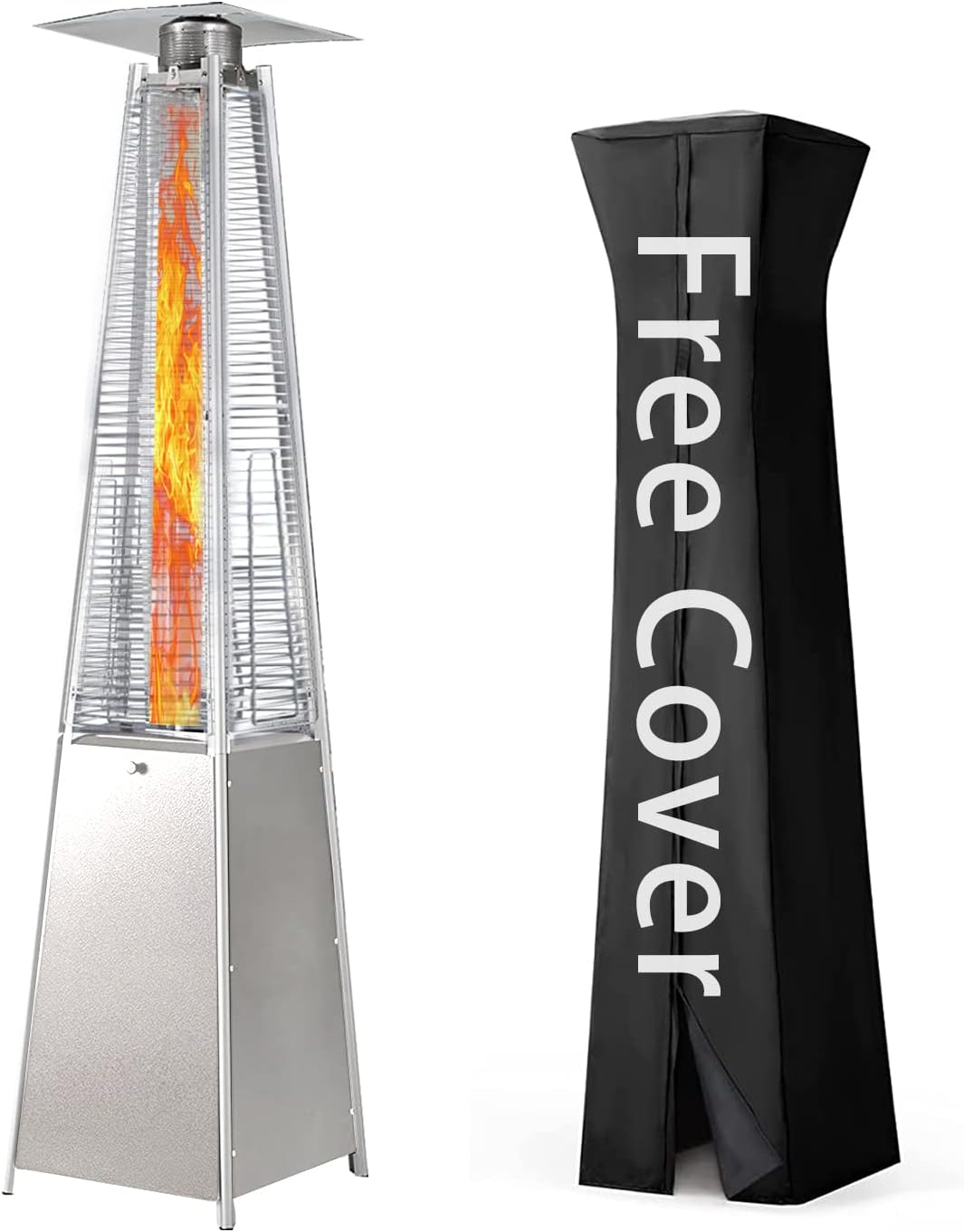 Patio Outdoor Heaters Propane - 48000 Btu Patio Heater Propane, Rapid Heating Propane Heater, Outdoor Heater with Wheels and heater cover, Propane Heater for Garden, Party, Backyard, Restaurant