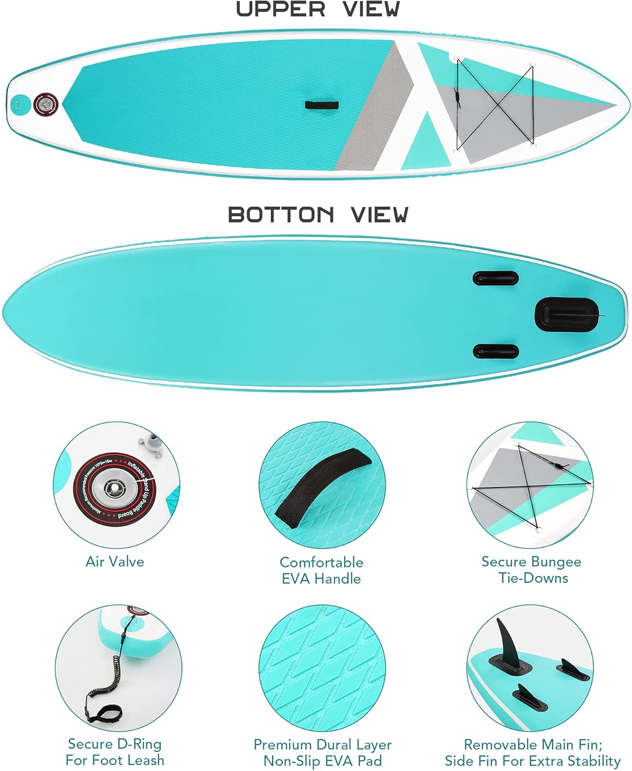 blh Stand Up Paddle Board Inflatable SUP Paddle Board with 10'30''6'' Premium Paddle Board & Bi-Directional Pump & Backpack Portable for Youth Adult All-Around SUP