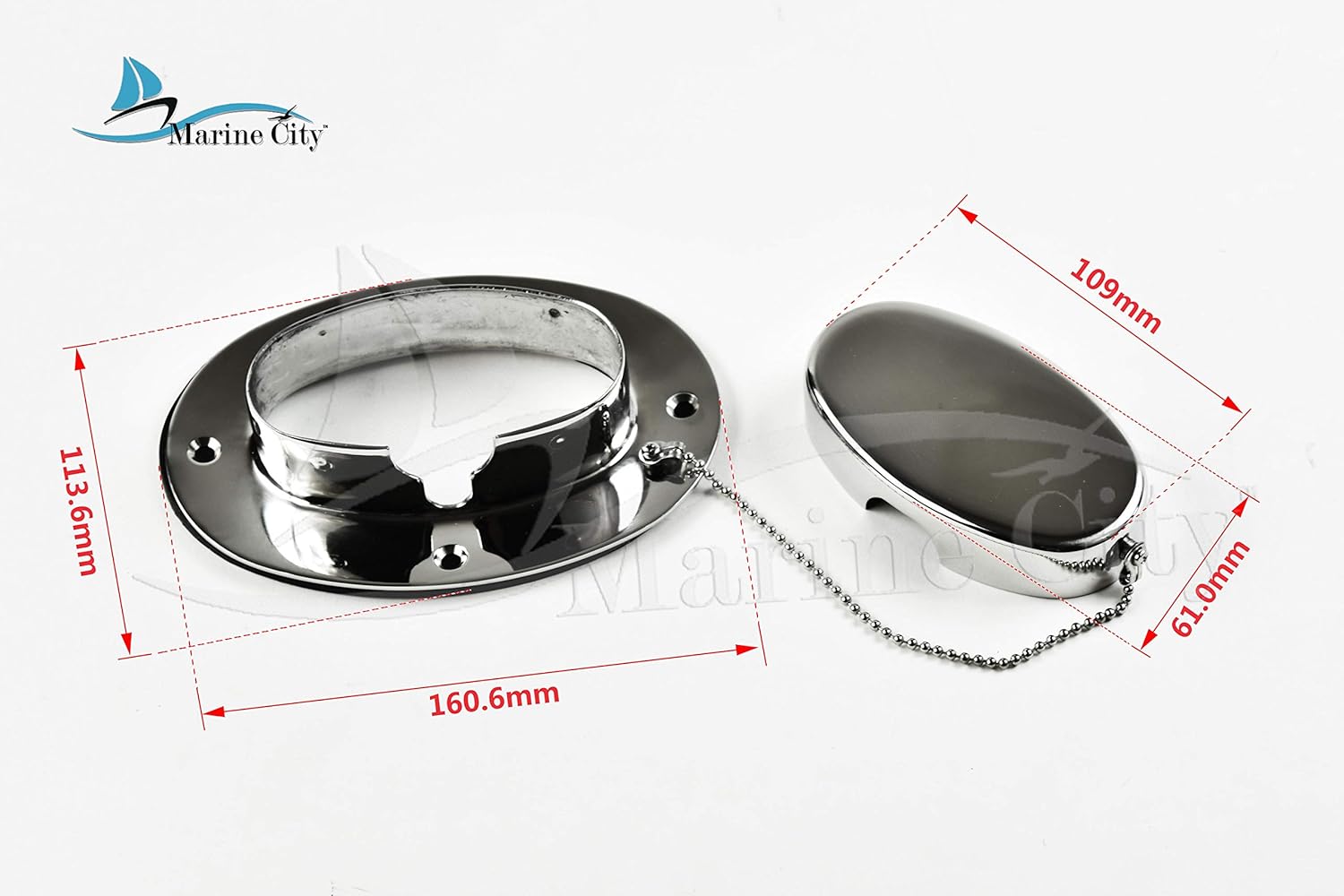 MARINE CITY Stainless Steel Chain Deck Pipe (6.32 Inches 4.47 Inches Base / 4.3 Inches 2.31 Inches Pipe Hole) Pack of 2