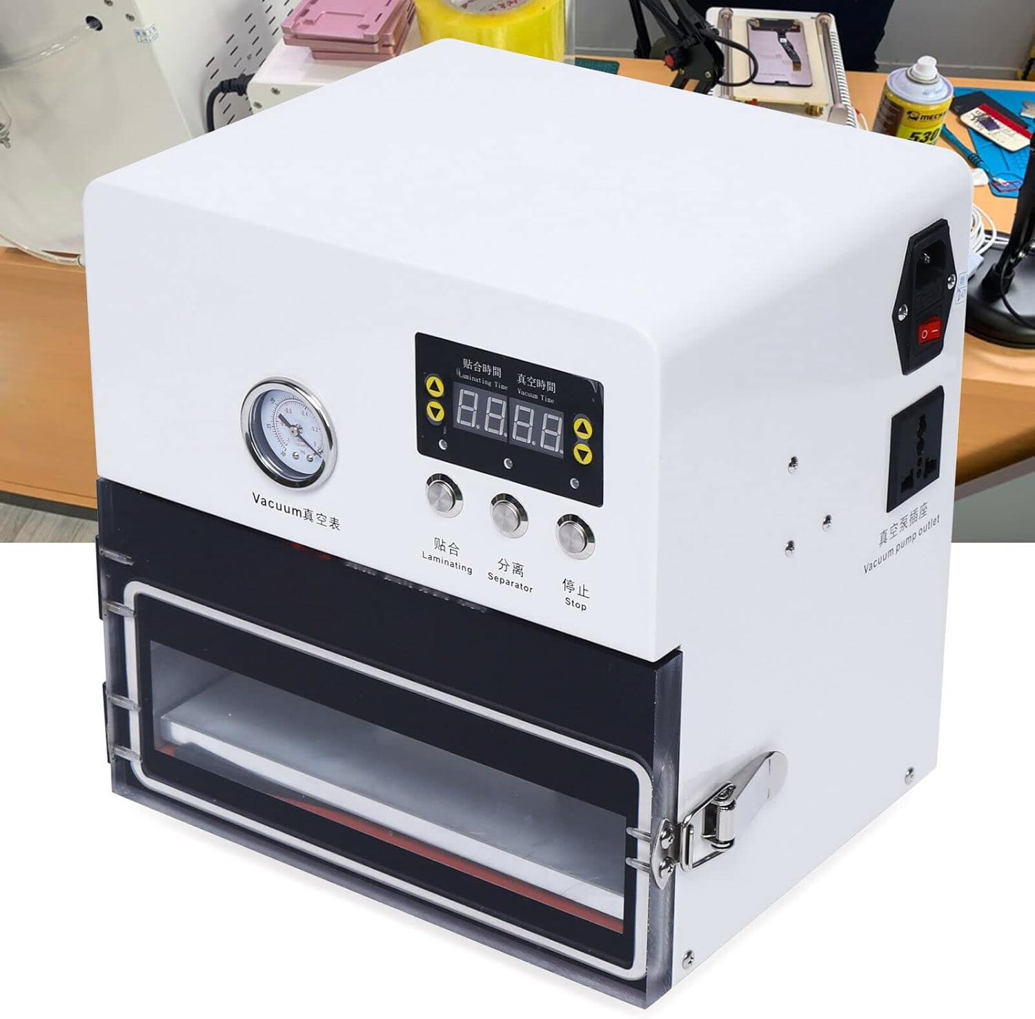12 Inch OCA LCD Laminating Machine, 20W 110V Diameter 14.5CM OCA Vacuum Laminating Machine, OLED Edge Touch Screen Refurbish, No Bubble ,Vacuum Laminator
