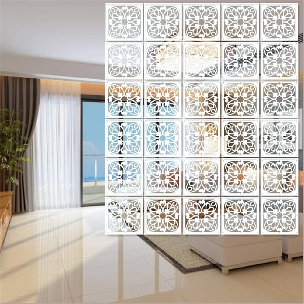 BMIDRUT 12Pcs/Set Hanging Room Divider White DIY Panel Screens Partition Wall Dividers Room Decorative with All Accessories 11.4x11.4 Inch (M3) Pack of 2