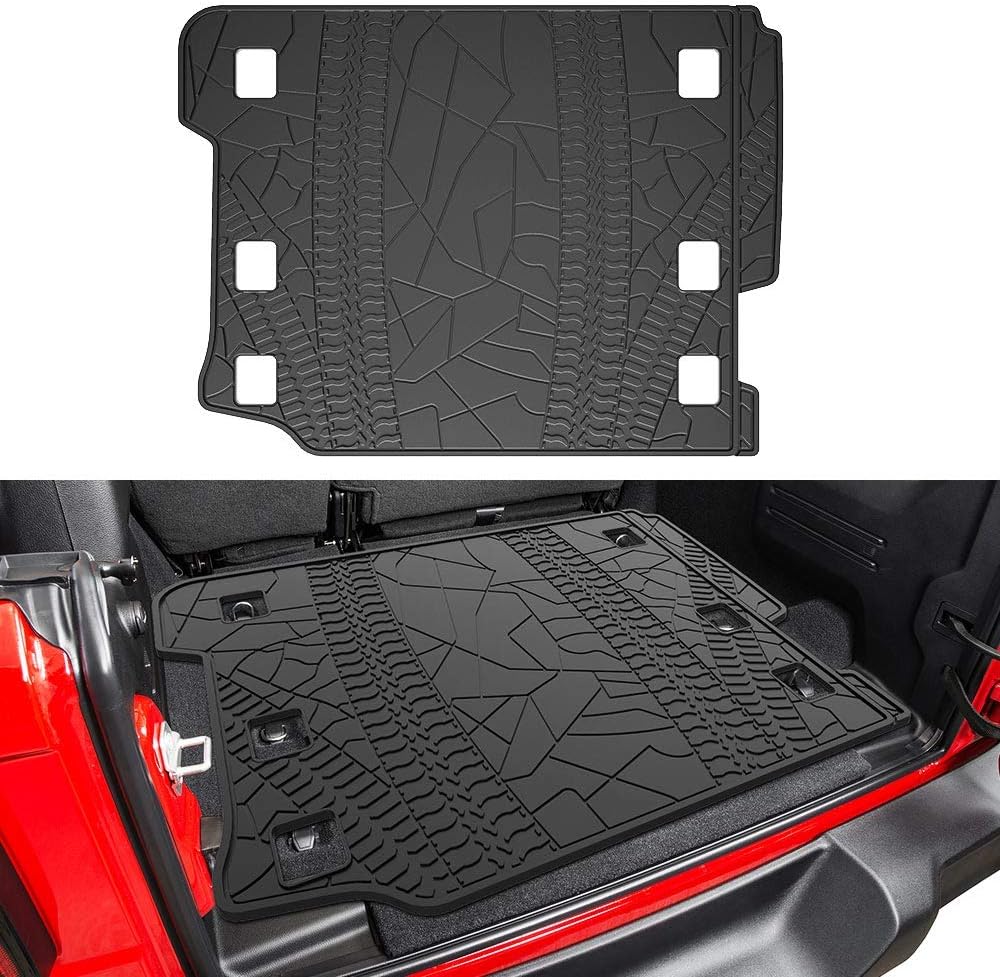 JOYTUTUS Cargo Mat fits Wrangler JL 4X4 with OEM Subwoofer, All-Weather Guard Trunk Mat Cargo Liners Heavy Duty Waterproof Odorless Durable fits Wrangler JL 2018 2019 2020 2021 2022 4 Door - NOT 4XE Pack of 2