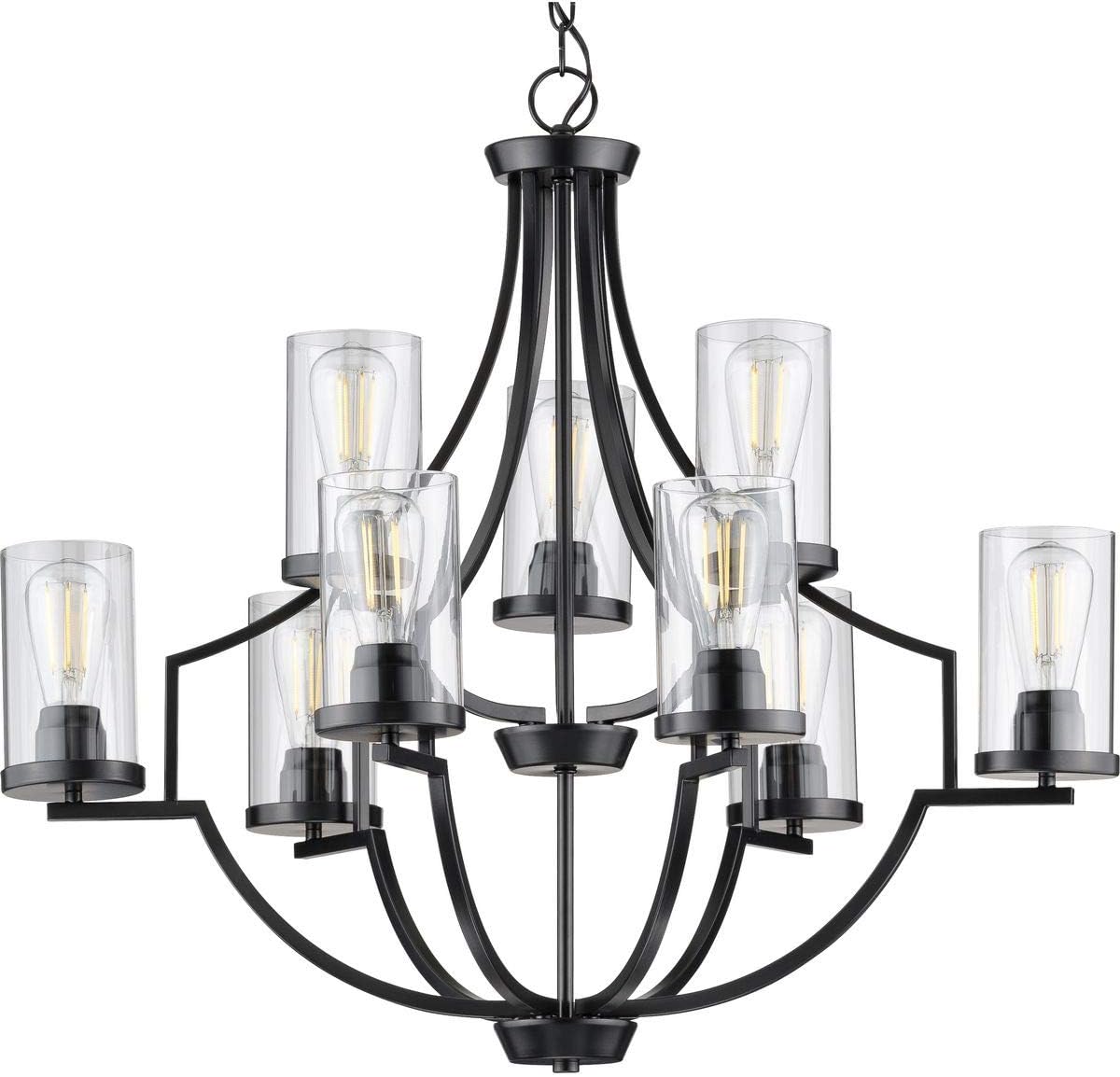 Lassiter Collection 9-Light Clear Glass Modern Chandelier Light Matte Black